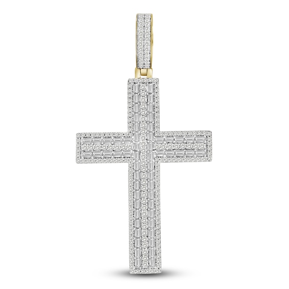 Men's Diamond Charm 2 ct tw Round/Baguette 10K Yellow Gold