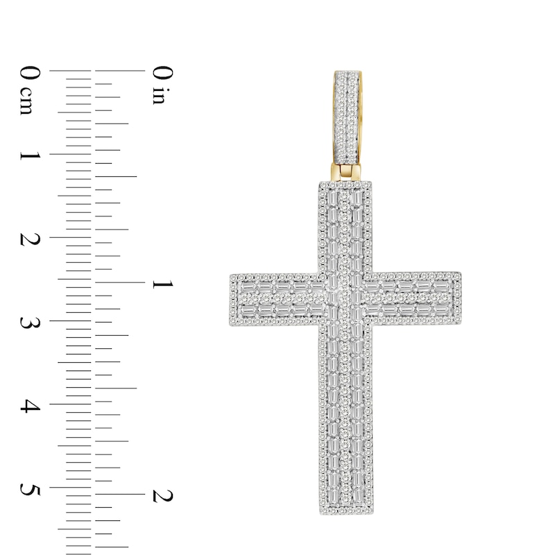 Main Image 2 of Men's Diamond Charm 2 ct tw Round/Baguette 10K Yellow Gold