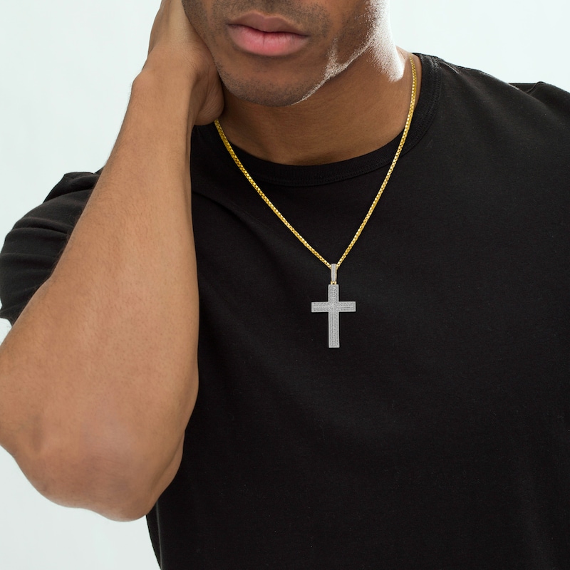 Main Image 3 of Men's Diamond Charm 2 ct tw Round/Baguette 10K Yellow Gold