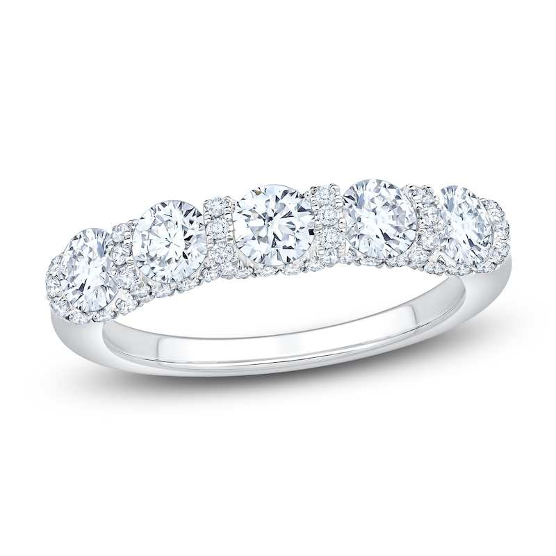 Main Image 1 of Certified Diamond Scalloped-Edge Anniversary Ring 1-1/2 ct tw 14K White Gold