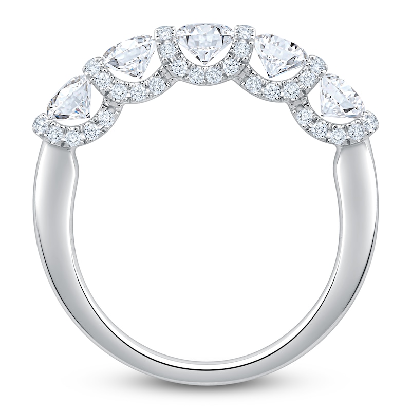 Main Image 2 of Certified Diamond Scalloped-Edge Anniversary Ring 1-1/2 ct tw 14K White Gold