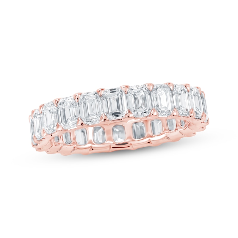 Main Image 1 of Emerald-Cut Lab-Grown Diamond Eternity Band 3-5/8 to 4-5/8 ct tw 14K Rose Gold