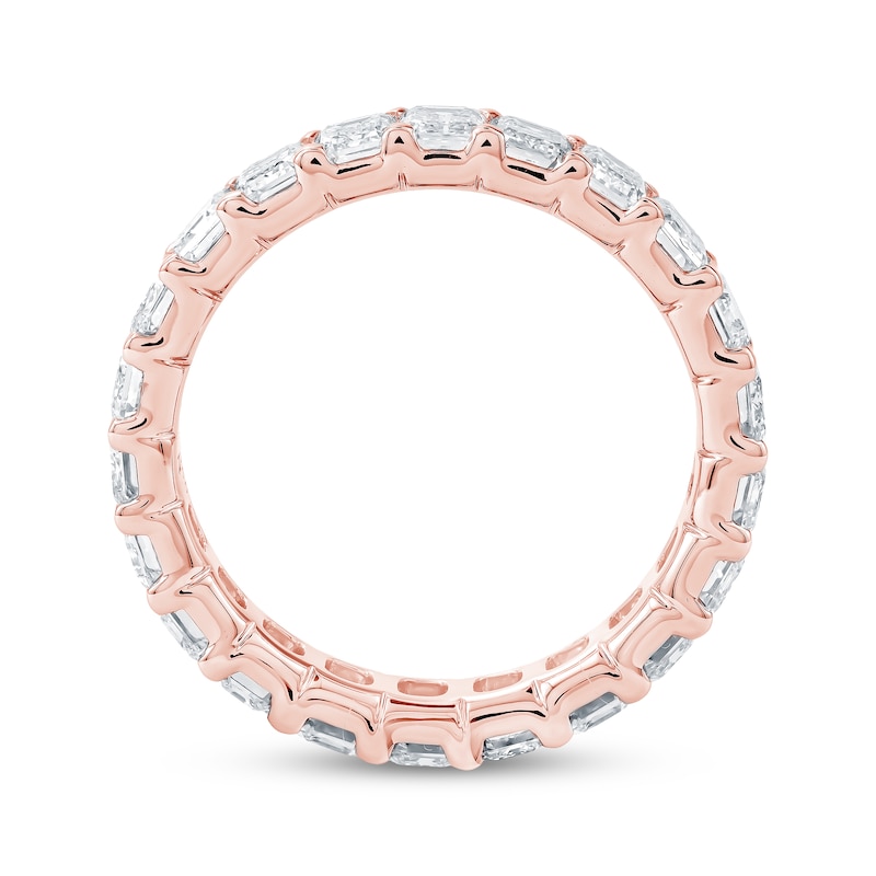 Main Image 3 of Emerald-Cut Lab-Grown Diamond Eternity Band 3-5/8 to 4-5/8 ct tw 14K Rose Gold