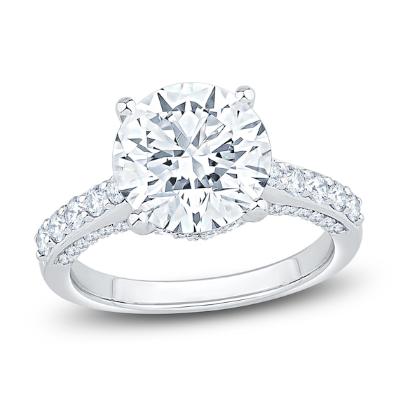 Round-Cut Lab-Grown Diamond Hidden Halo Engagement Ring 4-3/4 ct tw Platinum