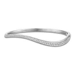 Jared Signature Diamond Organic Shape Bangle Bracelet 1 ct tw Sterling Silver