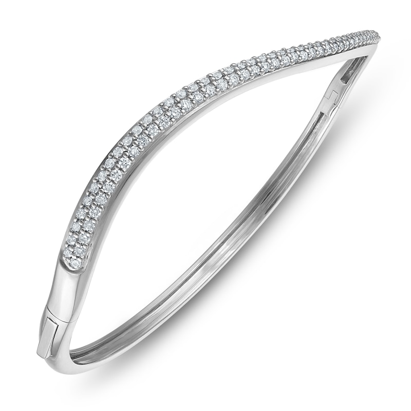 Main Image 2 of Jared Signature Diamond Organic Shape Bangle Bracelet 1 ct tw Sterling Silver