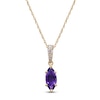 Thumbnail Image 1 of Marquise-Cut Natural Amethyst & Diamond Necklace 1/20 ct tw 14K Yellow Gold 18"