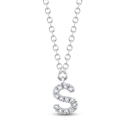 Shy Creation Diamond Accent Initial "S" Necklace 14K White Gold 18" SC55007903-S