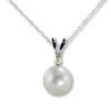Thumbnail Image 1 of Cultured Pearl Necklace Diamond Accent 10K White Gold