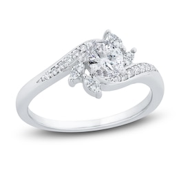 Diamond Engagement Ring 5/8 ct tw Oval/Round 14K White Gold