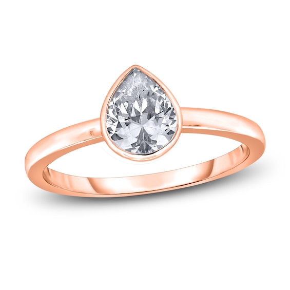 Jared The Galleria Of Jewelry Diamond Solitaire Engagement Ring 1-1/2 Ct Tw Bezel-Set Pear-Cut 14K Rose Gold (I2/I)