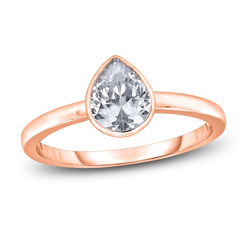 Main Image 1 of Diamond Solitaire Engagement Ring 1-1/2 ct tw Bezel-Set Pear-cut 14K Rose Gold (I2/I)