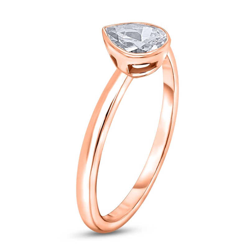 Main Image 2 of Diamond Solitaire Engagement Ring 1-1/2 ct tw Bezel-Set Pear-cut 14K Rose Gold (I2/I)