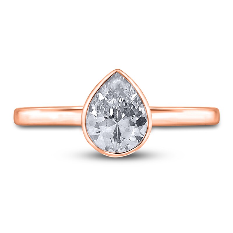 Main Image 3 of Diamond Solitaire Engagement Ring 1-1/2 ct tw Bezel-Set Pear-cut 14K Rose Gold (I2/I)