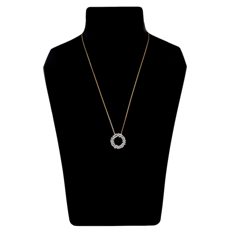Main Image 2 of Diamond Circle Necklace 1/2 ct tw Round/Baguette 14K Yellow Gold 18"