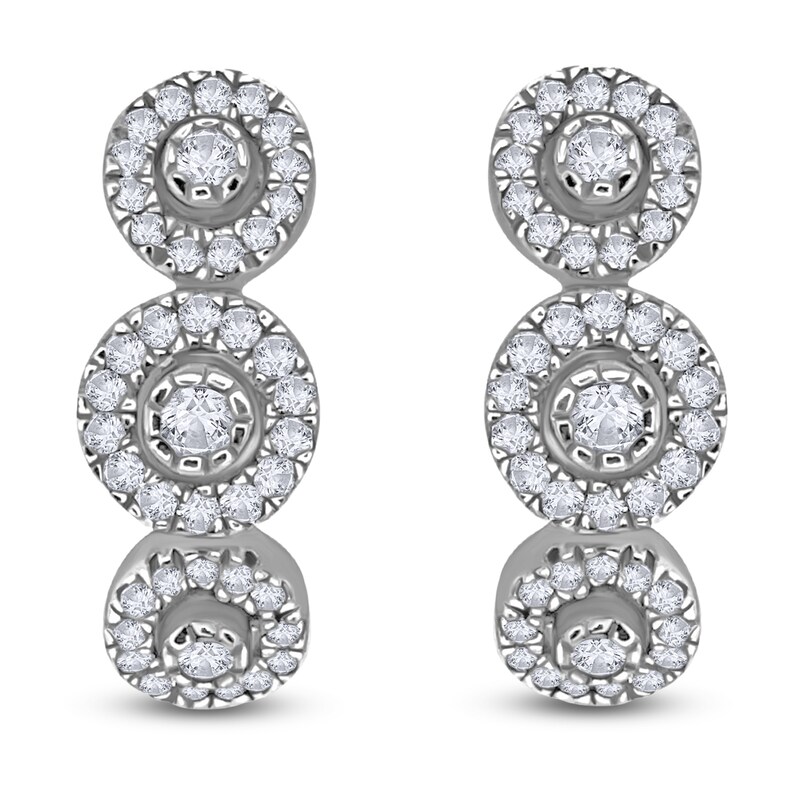 Diamond Huggie Earrings 3/8 ct tw Round 14K White Gold