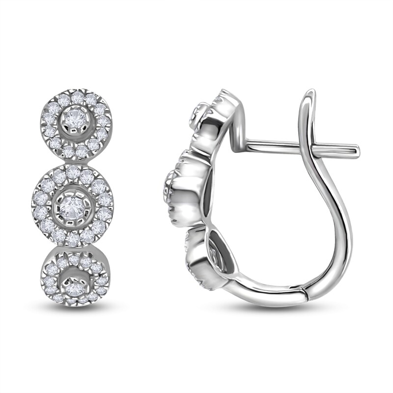 Diamond Huggie Earrings 3/8 ct tw Round 14K White Gold