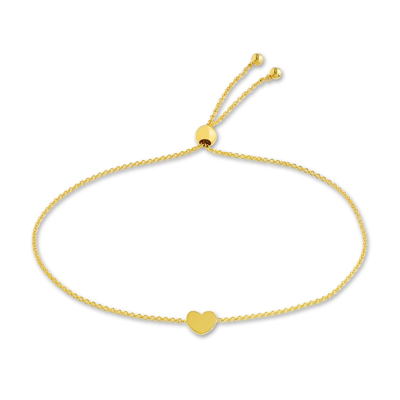 Main Image 1 of Heart Center Bolo Bracelet 14K Yellow Gold