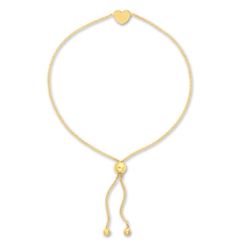 Main Image 2 of Heart Center Bolo Bracelet 14K Yellow Gold