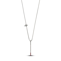 Marco Dal Maso Men's Chain Pendant Necklace Red Enamel/Sterling Silver 26&quot;