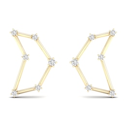 Diamond Capricorn Constellation Earrings 1/8 ct tw Round 14K Yellow Gold