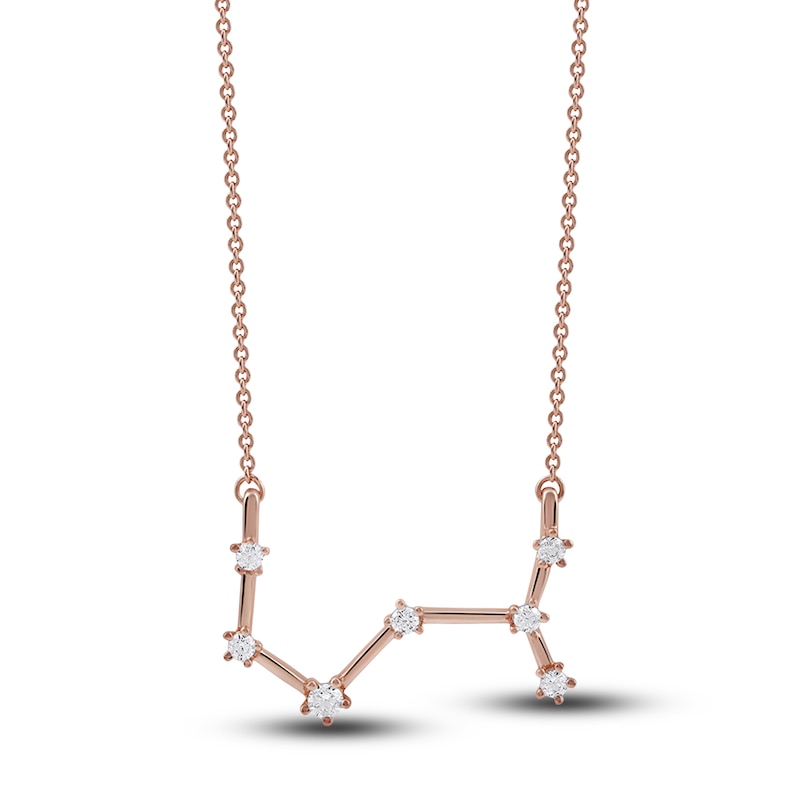 Main Image 1 of Diamond Scorpio Constellation Necklace 1/6 ct tw Round 14K Rose Gold