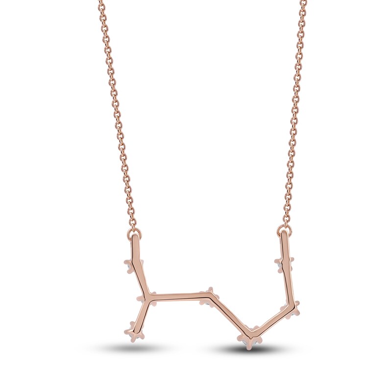 Main Image 3 of Diamond Scorpio Constellation Necklace 1/6 ct tw Round 14K Rose Gold