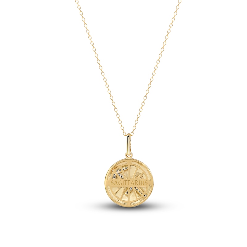 Main Image 3 of Diamond Sagittarius Zodiac Pendant Necklace 1/10 ct tw Round 14K Yellow Gold