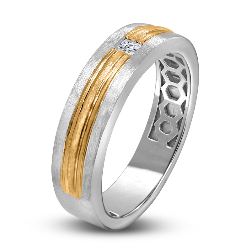 Men's Diamond Anniversary Ring 1/8 ct tw Princess 14K Two-Tone Gold