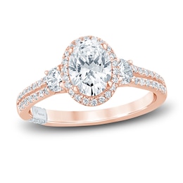 Pnina Tornai Lab-Created Diamond Engagement Ring 1-1/2 ct tw Oval/Round 14K Rose Gold