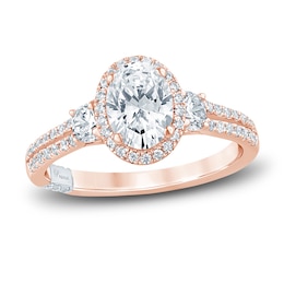 Pnina Tornai Lab-Grown Diamond Engagement Ring 1-1/2 ct tw Oval/Round 14K Rose Gold