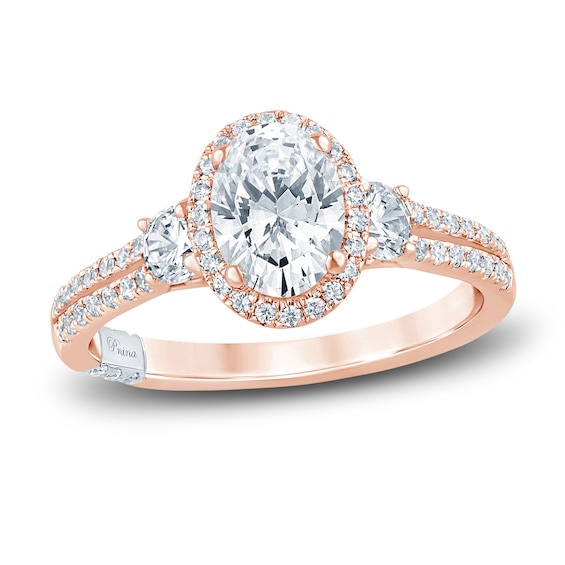 Pnina Tornai Oval-Cut Lab-Grown Diamond Halo Engagement Ring 1-1/2 ct tw 14K Rose Gold