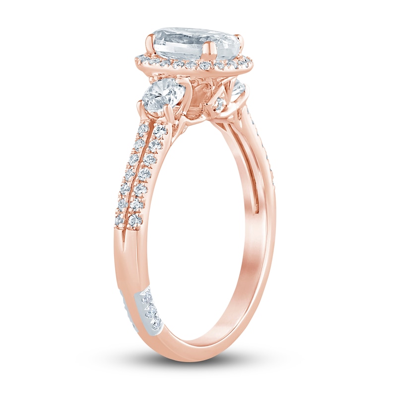 Pnina Tornai Lab-Created Diamond Engagement Ring 1-1/2 ct tw Oval/Round 14K Rose Gold