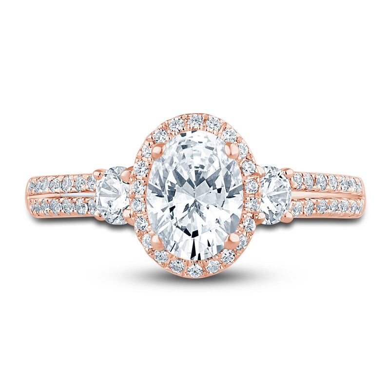 Pnina Tornai Lab-Created Diamond Engagement Ring 1-1/2 ct tw Oval/Round 14K Rose Gold