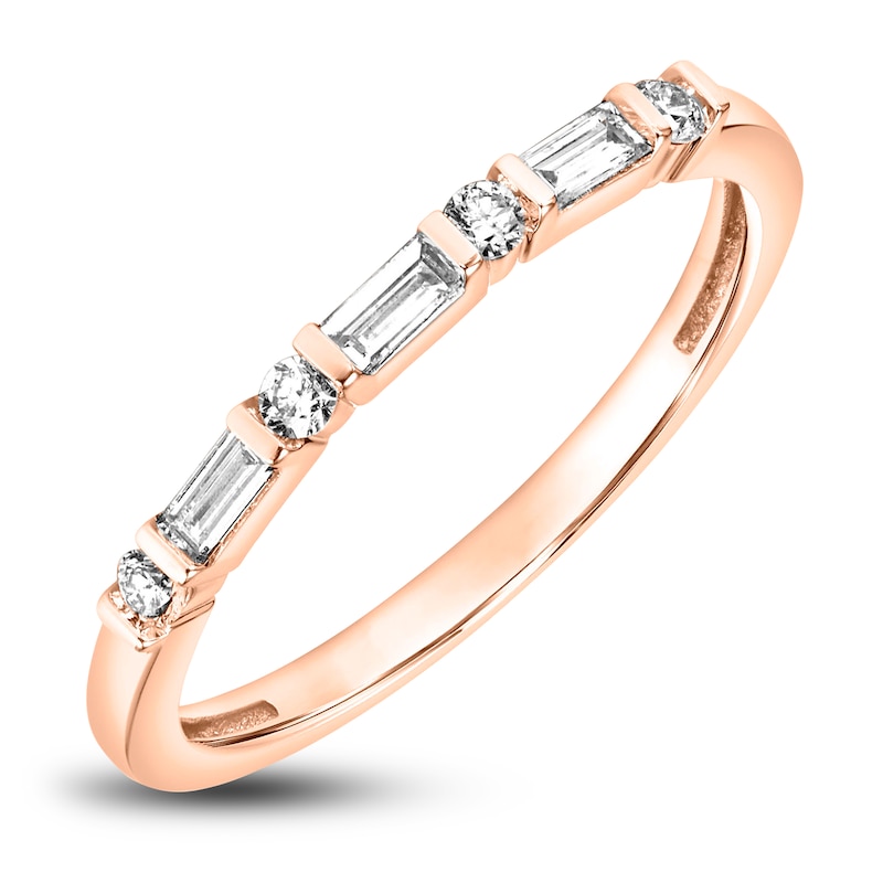 Diamond Anniversary Band 1/5 ct tw Baguette/Round 14K Rose Gold