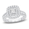 Thumbnail Image 0 of Diamond Double Halo Engagement Ring 1-1/3 ct tw Princess/Round 14K White Gold