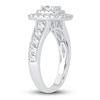 Thumbnail Image 1 of Diamond Double Halo Engagement Ring 1-1/3 ct tw Princess/Round 14K White Gold