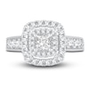 Diamond Double Halo Engagement Ring 1-1/3 ct tw Princess/Round 14K White Gold