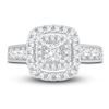 Thumbnail Image 3 of Diamond Double Halo Engagement Ring 1-1/3 ct tw Princess/Round 14K White Gold