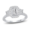 Thumbnail Image 0 of Diamond 3-Stone Engagement Ring 1-1/3 ct tw Emerald/Round 14K White Gold