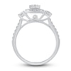 Thumbnail Image 1 of Diamond 3-Stone Engagement Ring 1-1/3 ct tw Emerald/Round 14K White Gold