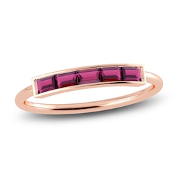 Juliette Maison Natural Rhodolite Garnet Baguette Bar Ring 10K Rose Gold