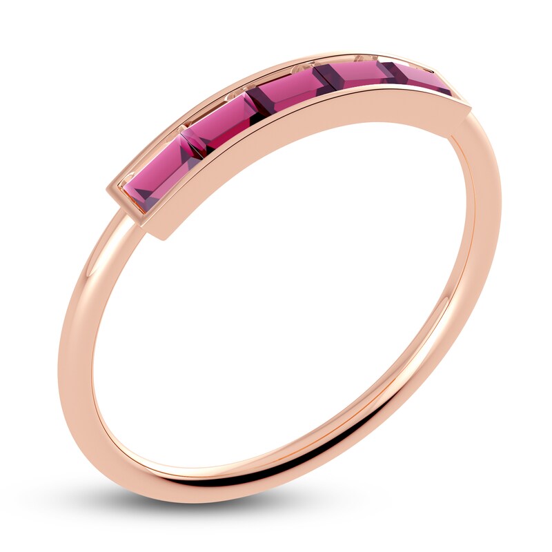 Main Image 2 of Juliette Maison Natural Rhodolite Garnet Baguette Bar Ring 10K Rose Gold