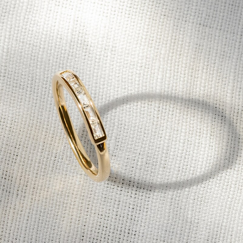 Main Image 4 of Juliette Maison Natural Rhodolite Garnet Baguette Bar Ring 10K Rose Gold