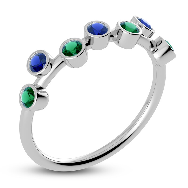 Main Image 2 of Juliette Maison Natural Emerald & Natural Blue Sapphire Ring 10K White Gold