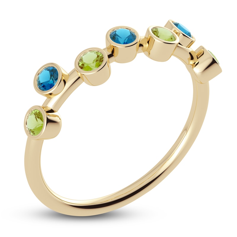Main Image 2 of Juliette Maison Natural Blue Zircon & Natural Peridot Ring 10K Yellow Gold