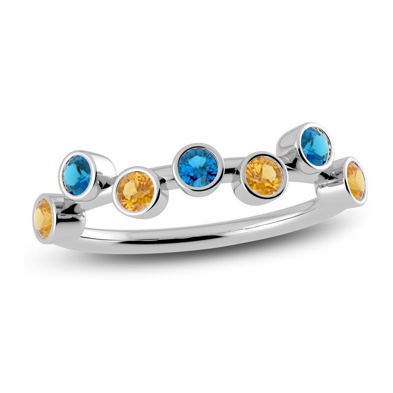Main Image 1 of Juliette Maison Natural Blue Zircon & Natural Citrine Ring 10K White Gold