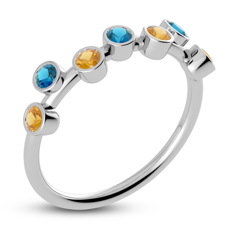 Main Image 2 of Juliette Maison Natural Blue Zircon & Natural Citrine Ring 10K White Gold
