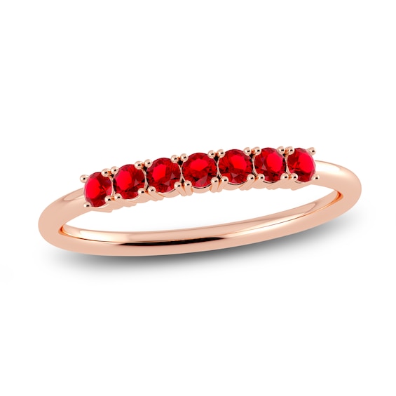 Juliette Maison Natural Ruby Half Eternity Ring 10K Rose Gold