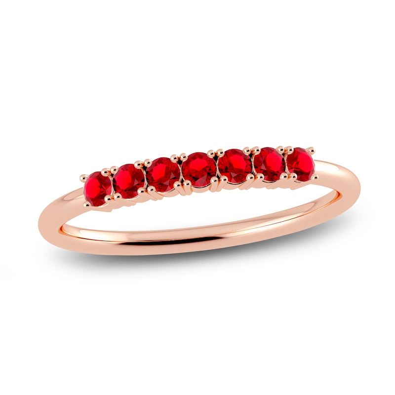 Main Image 1 of Juliette Maison Natural Ruby Half Eternity Ring 10K Rose Gold